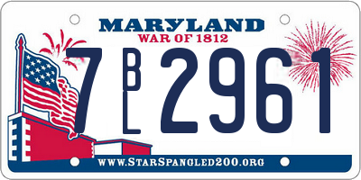 MD license plate 7BL2961