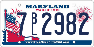 MD license plate 7BL2982