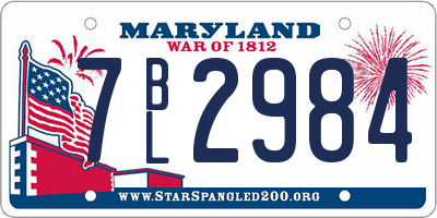 MD license plate 7BL2984