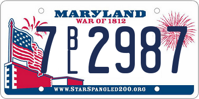 MD license plate 7BL2987