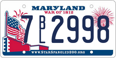 MD license plate 7BL2998