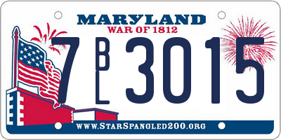 MD license plate 7BL3015