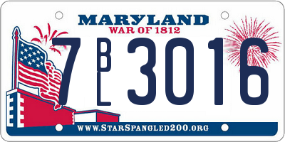 MD license plate 7BL3016