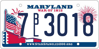 MD license plate 7BL3018
