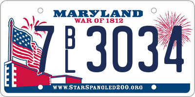 MD license plate 7BL3034