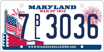 MD license plate 7BL3036