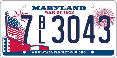 MD license plate 7BL3043