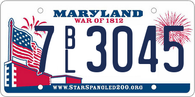 MD license plate 7BL3045