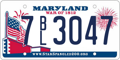 MD license plate 7BL3047