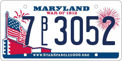 MD license plate 7BL3052