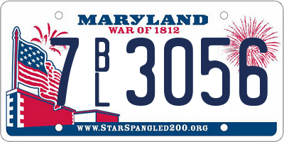 MD license plate 7BL3056