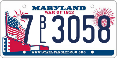 MD license plate 7BL3058