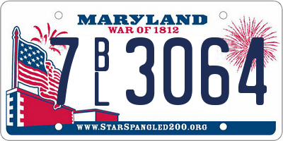 MD license plate 7BL3064