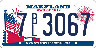 MD license plate 7BL3067