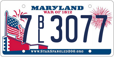 MD license plate 7BL3077