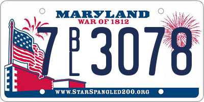MD license plate 7BL3078
