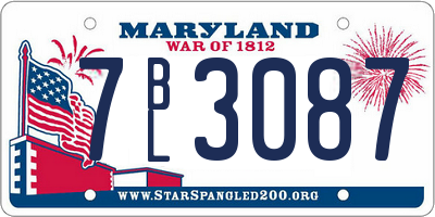 MD license plate 7BL3087