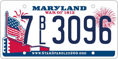 MD license plate 7BL3096