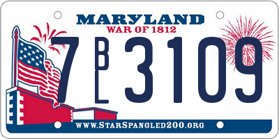 MD license plate 7BL3109