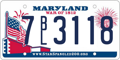MD license plate 7BL3118