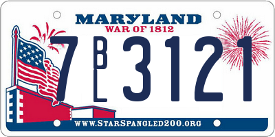 MD license plate 7BL3121