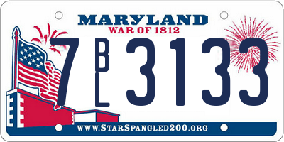 MD license plate 7BL3133