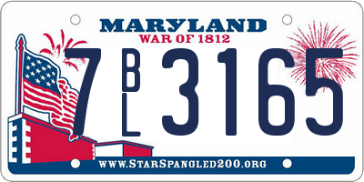 MD license plate 7BL3165