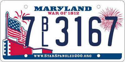 MD license plate 7BL3167