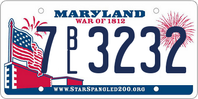 MD license plate 7BL3232