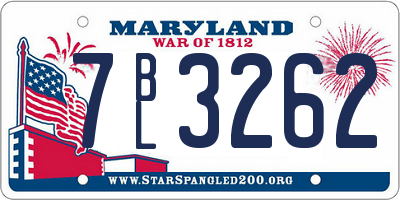 MD license plate 7BL3262