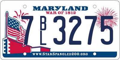 MD license plate 7BL3275