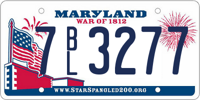 MD license plate 7BL3277