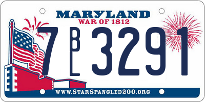 MD license plate 7BL3291