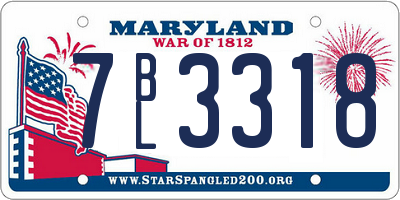 MD license plate 7BL3318