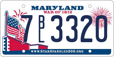MD license plate 7BL3320