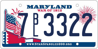 MD license plate 7BL3322