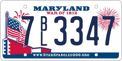 MD license plate 7BL3347