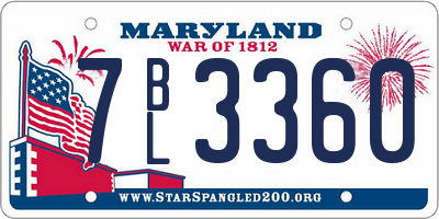MD license plate 7BL3360