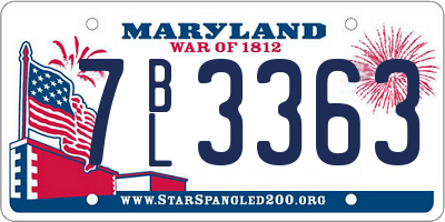MD license plate 7BL3363