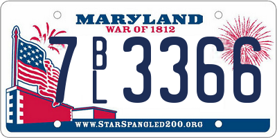 MD license plate 7BL3366