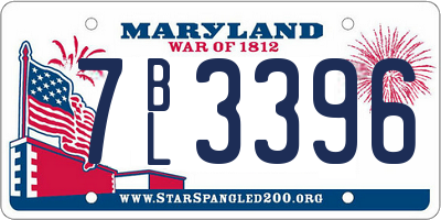 MD license plate 7BL3396