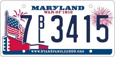 MD license plate 7BL3415