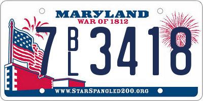 MD license plate 7BL3418