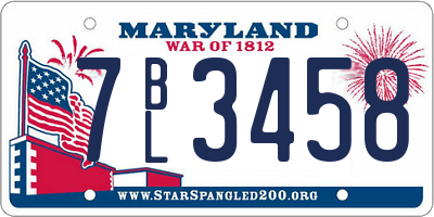 MD license plate 7BL3458