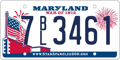 MD license plate 7BL3461