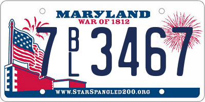 MD license plate 7BL3467