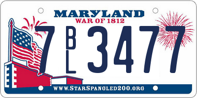MD license plate 7BL3477