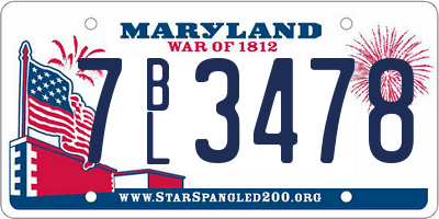 MD license plate 7BL3478