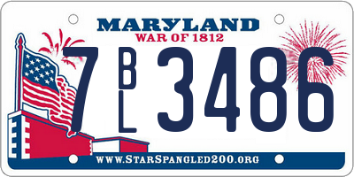 MD license plate 7BL3486