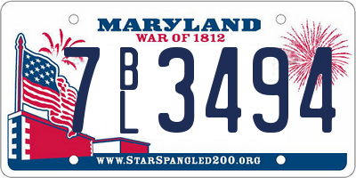MD license plate 7BL3494